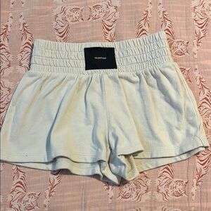 Talentless Cream Athletic Shorts Elastic Waistband Lightweight